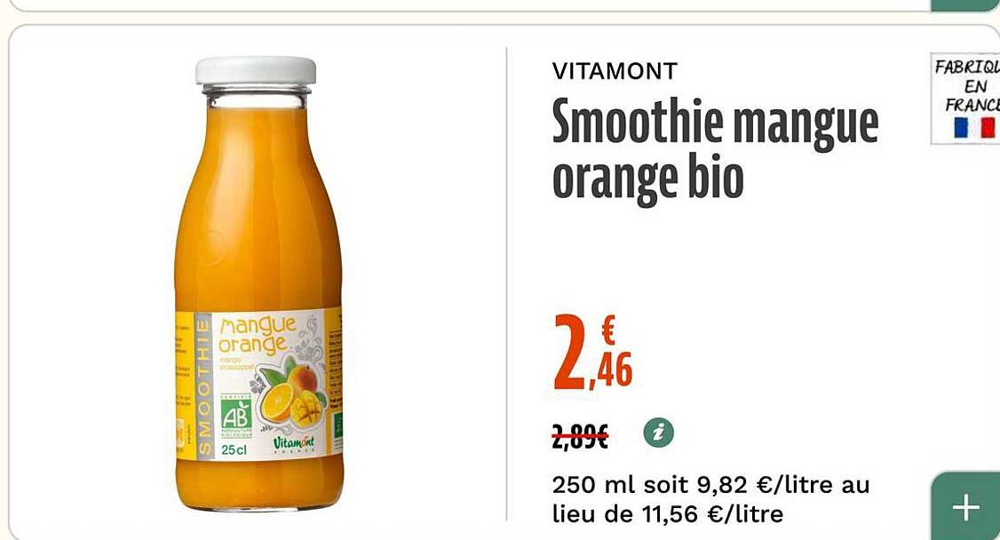 Smoothie mangue orange bio