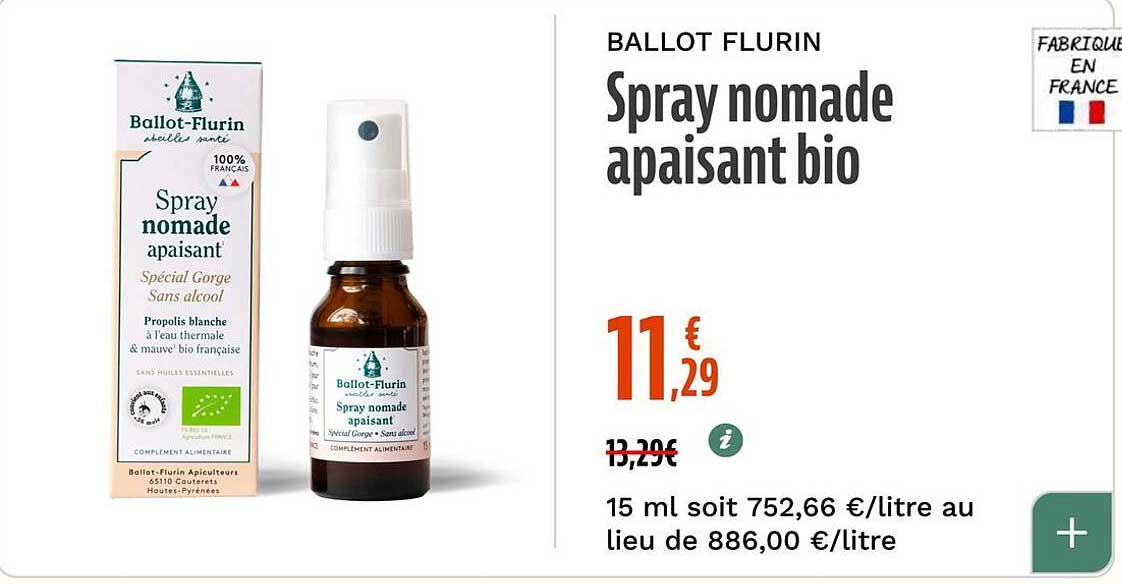 Spray nomade apaisant bio