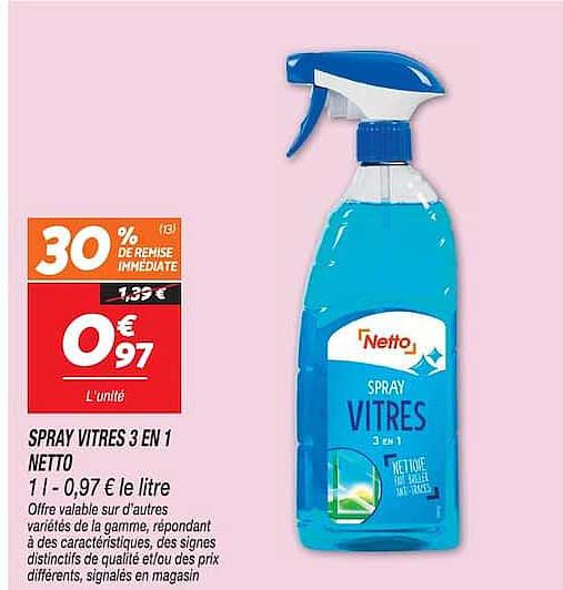 SPRAY VITRES 3 EN 1 NETTO