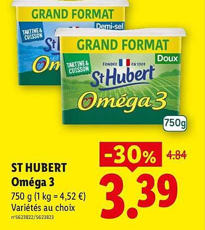 ST HUBERT Oméga 3 750 g (1 kg = 4,52 €) Variétés au choix