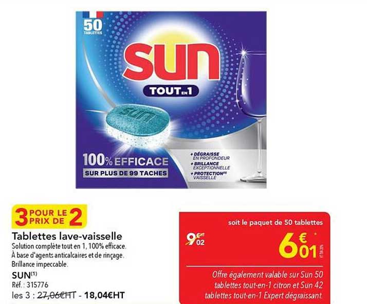 Tablettes lave-vaisselle SUN