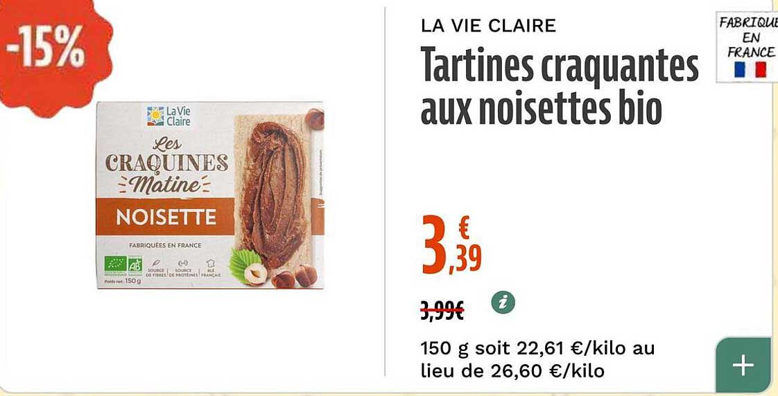 Tartines craquantes aux noisettes bio