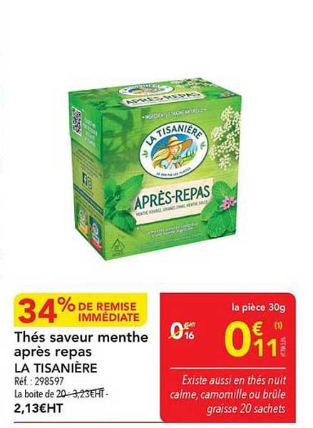 Thés saveur menthe après repas LA TISANIÈRE