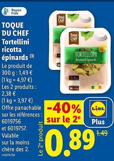 TOQUE DU CHEF Tortellini ricotta épinards