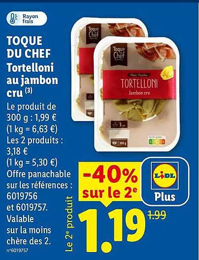 TOQUE DU CHEF Tortelloni au jambon cru