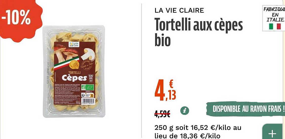 Tortelli aux cèpes bio