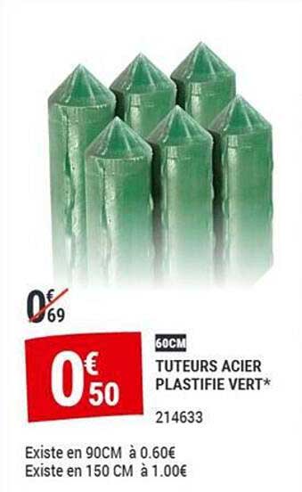 TUTEURS ACIER PLASTIFIE VERT*