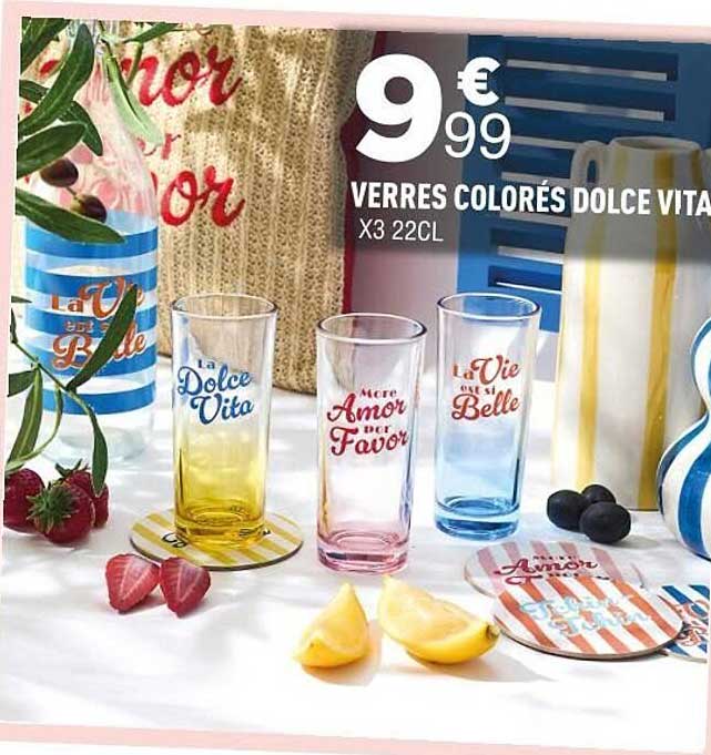 VERRES COLORÉS DOLCE VITA X3 22CL