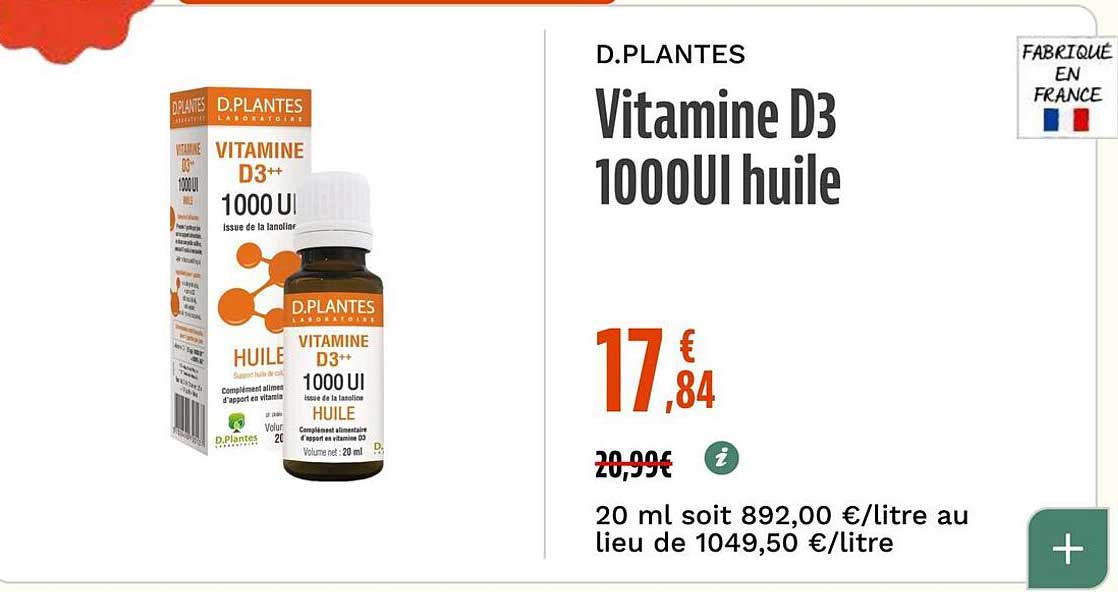 Vitamine D3 1000UI huile