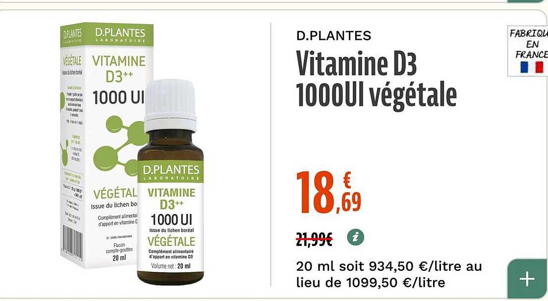 Vitamine D3 1000UI végétale