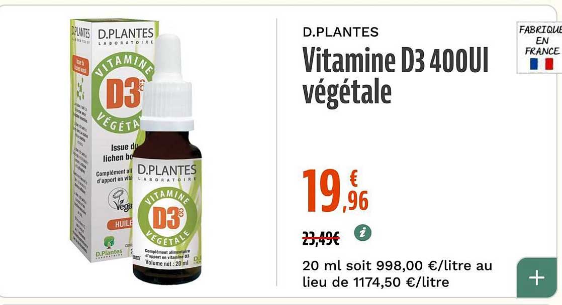 Vitamine D3 400UI végétale
