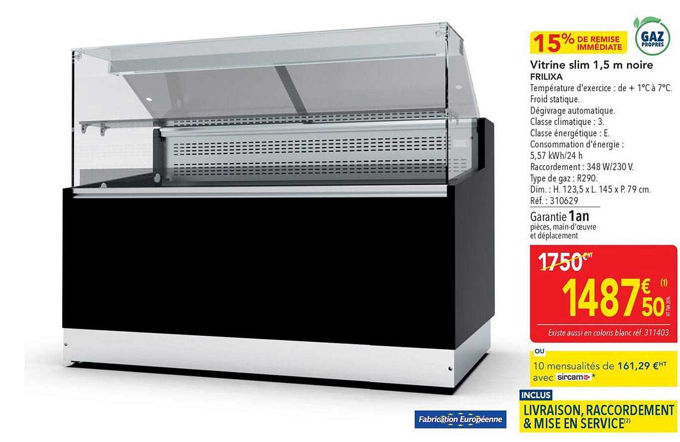 Vitrine slim 1,5 m noire FRILIXA