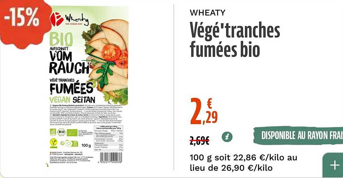 WHEATY Vége'tranches fumées bio