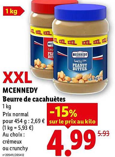 XXL MCENNEDY Beurre de cacahuètes 1 kg