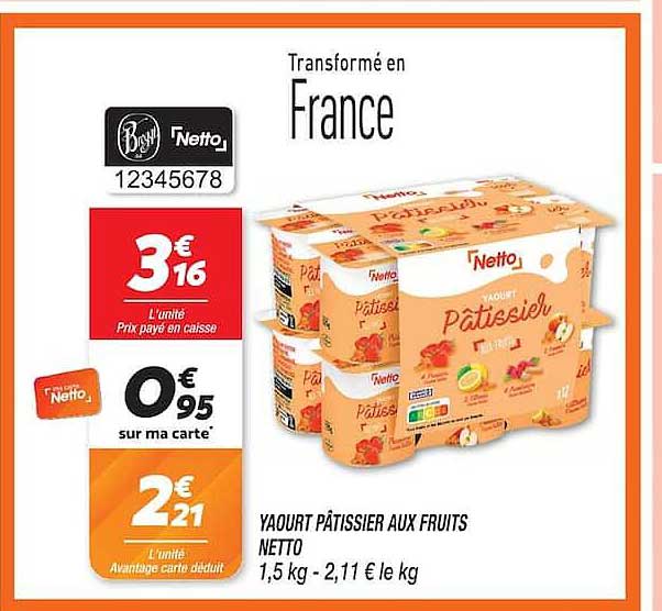 YAOURT PÂTISSIER AUX FRUITS NETTO