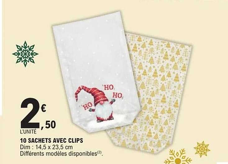 10 SACHETS AVEC CLIPS