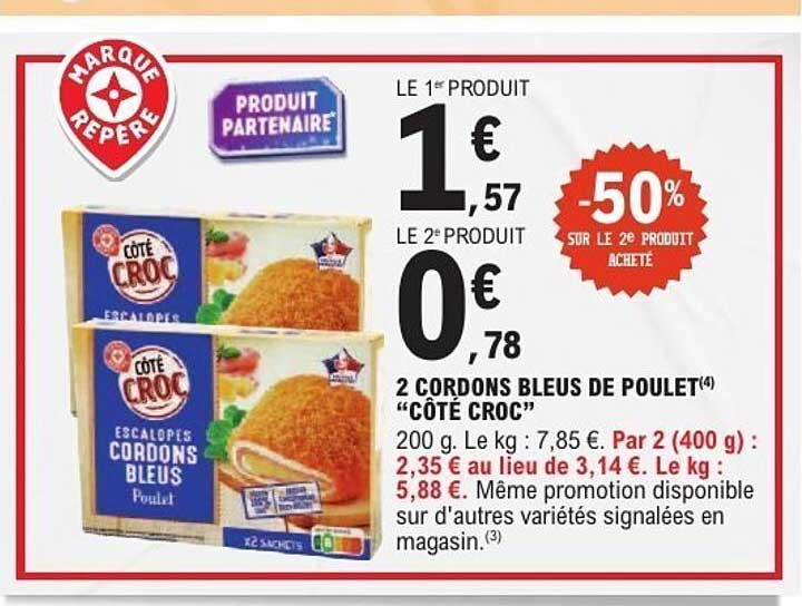 2 CORDONS BLEUS DE POULET 'CÔTÉ CROC'