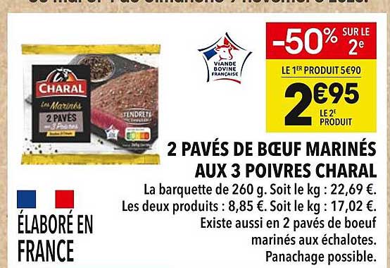 2 Pavés de Bœuf Marinés aux 3 Poivres Charal