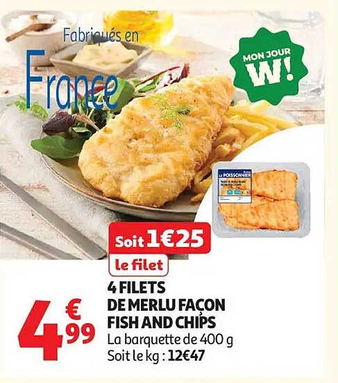 4 FILETS DE MERLU FAÇON FISH AND CHIPS