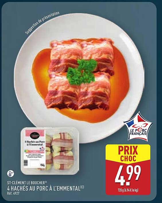 4 HACHÉS AU PORC À L'EMMENTAL