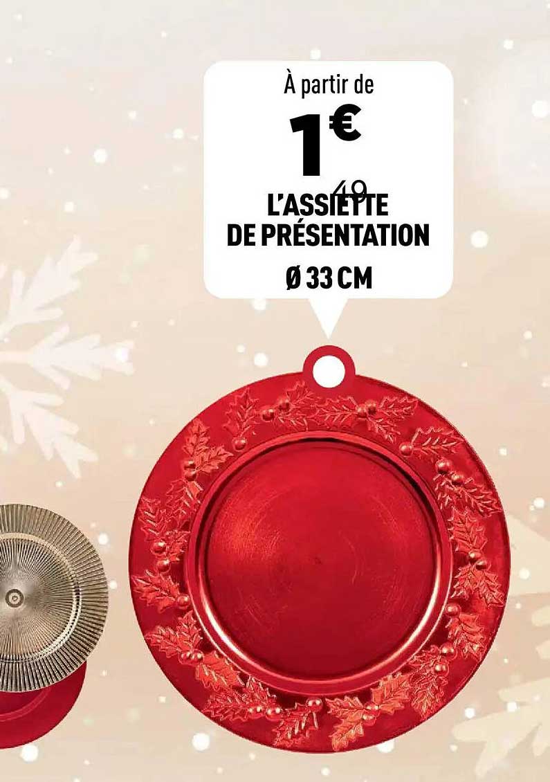 À partir de 1,49 € L'ASSIETTE DE PRÉSENTATION Ø 33 CM