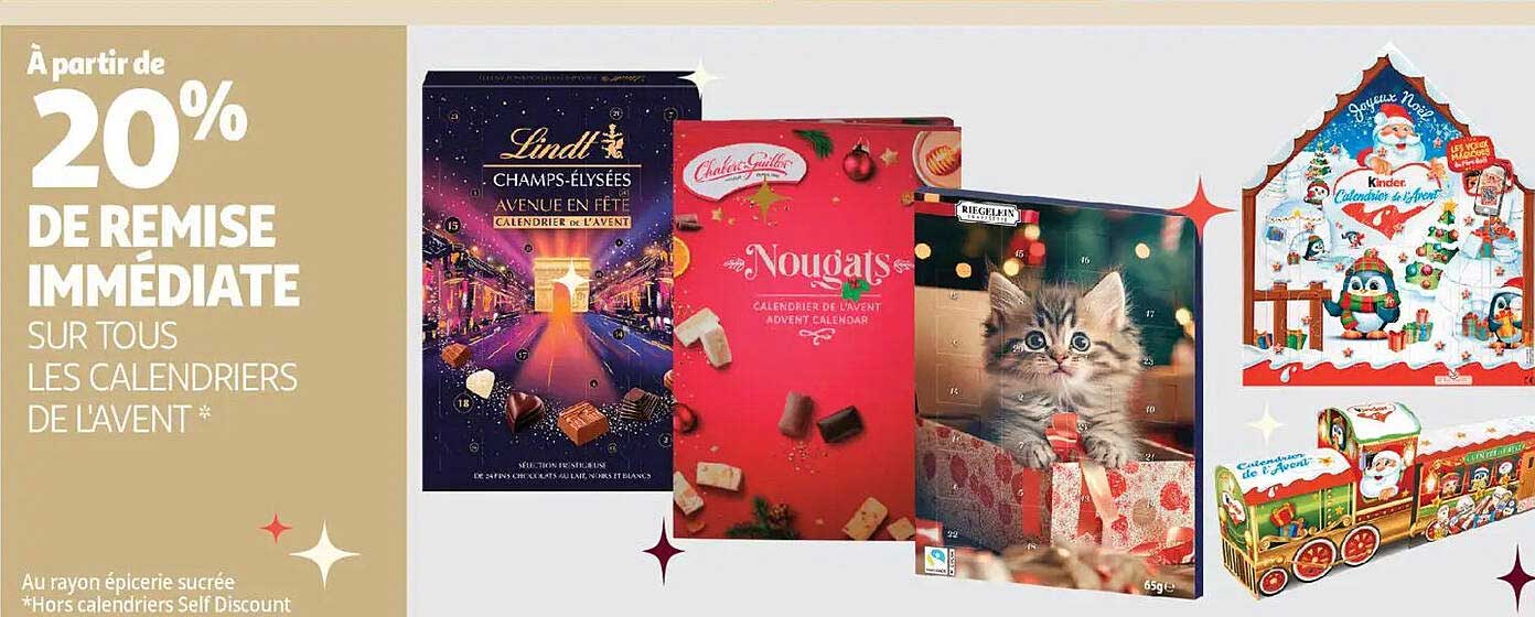 À partir de 20% de remise immédiate sur tous les calendriers de l'Avent