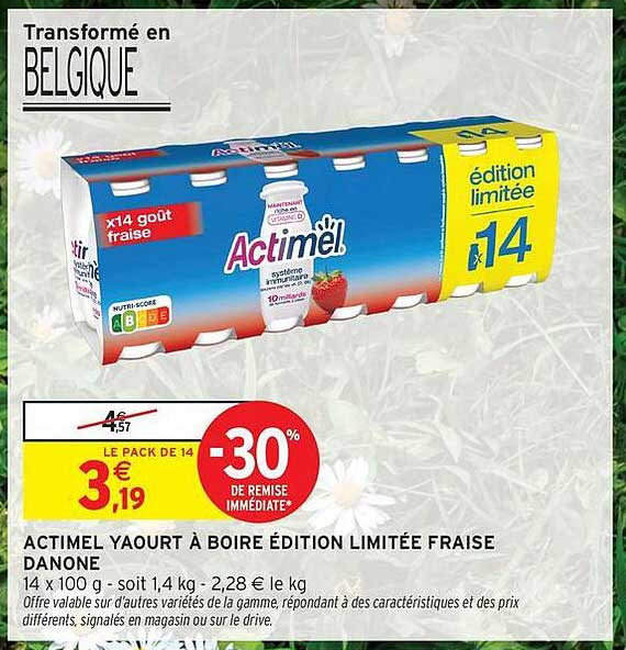ACTIMEL YAOURT À BOIRE ÉDITION LIMITÉE FRAISE DANONE