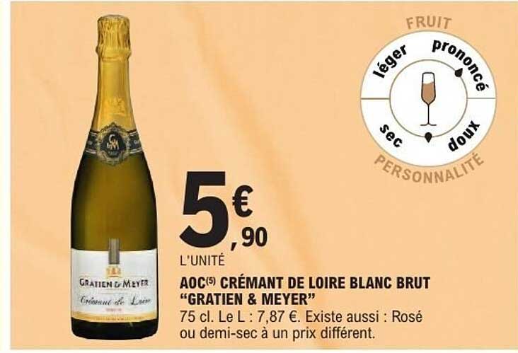 AOC(5) CRÉMANT DE LOIRE BLANC BRUT "GRATIEN & MEYER"