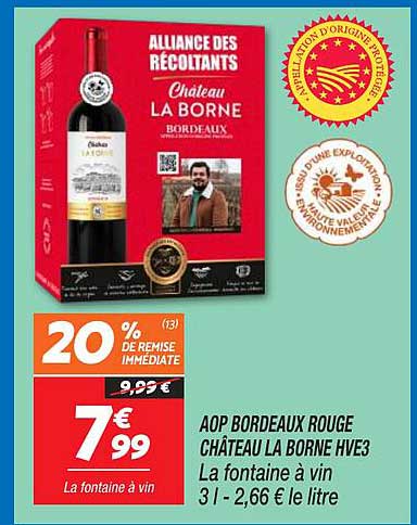 AOP BORDEAUX ROUGE CHÂTEAU LA BORNE HVE3