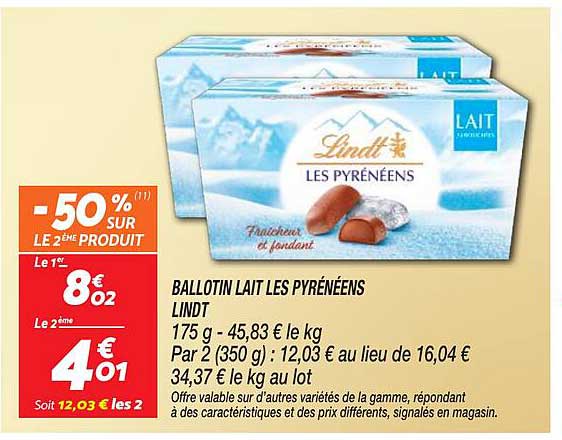 BALLONT LAIT LES PYRÉNÉENS LINDT