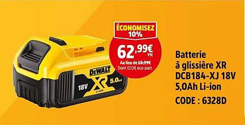 Batterie à glissière XR DCB184-XJ 18V 5,0Ah Li-ion