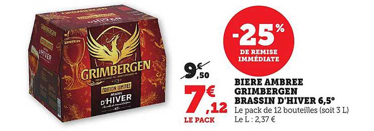 Bière Ambrée Grimbergen Brassin d'Hiver 6,5°