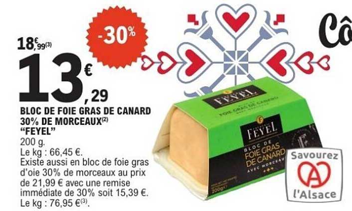 BLOC DE FOIE GRAS DE CANARD 30% DE MORCEAUX "FEYEL"