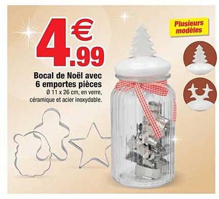Bocal de Noël avec 6 emportes pièces