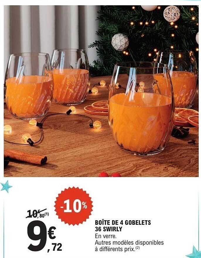BOÎTE DE 4 GOBELETS 36 SWIRLY