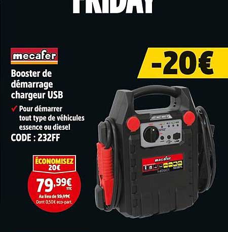 Booster de démarrage chargeur USB