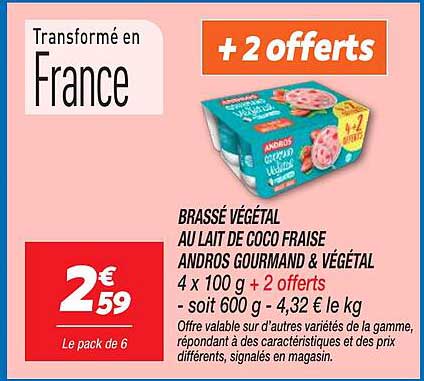 BRASSÉ VÉGÉTAL AU LAIT DE COCO FRAISE ANDROS GOURMAND & VÉGÉTAL