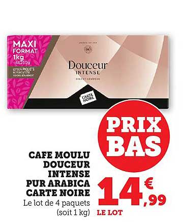 CAFE MOULU DOUCEUR INTENSE PUR ARABICA CARTE NOIRE
