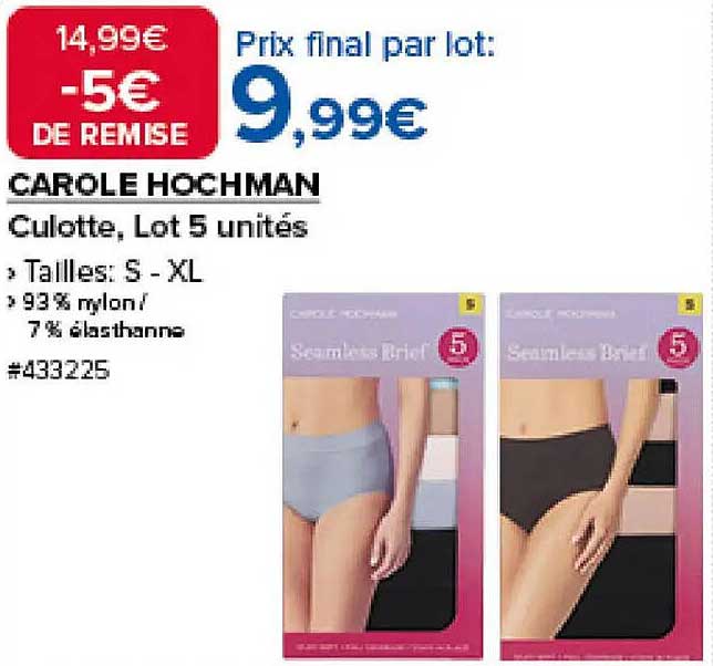 CAROLE HOCHMAN Culotte, Lot 5 unités