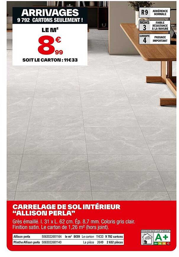 CARRELAGE DE SOL INTÉRIEUR "ALLISON PERLA"