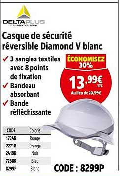 Casque de sécurité réversible Diamond V blanc