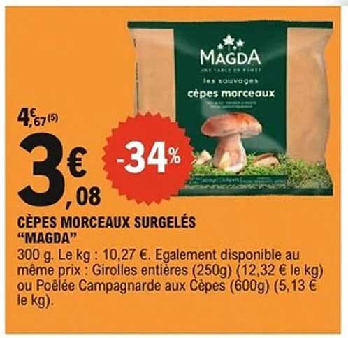 CÈPES MORCEAUX SURGELÉS "MAGDA"