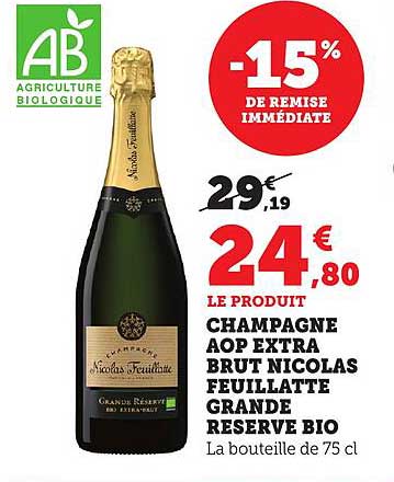 Champagne AOP Extra Brut Nicolas Feuillatte Grande Réserve Bio