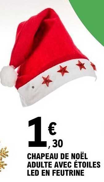 CHAPEAU DE NOËL ADULTE AVEC ÉTOILES LED EN FEUTRINE
