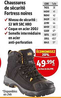 Chaussures de sécurité Fortress noires