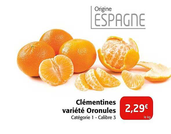 Clémentines variété Oronules