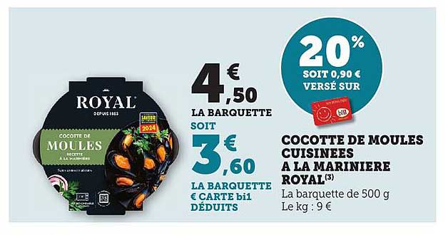 COCOTTE DE MOULES CUISINEES A LA MARINIERE ROYAL