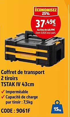 Coffret de transport 2 tiroirs TSTAK IV 43cm