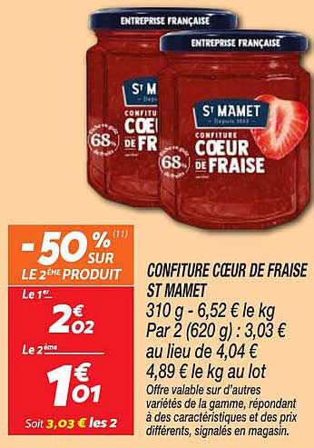 CONFITURE COEUR DE FRAISE ST MAMET