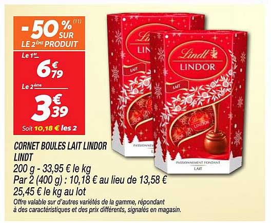 CORNET BOULES LAIT LINDOR LINDT